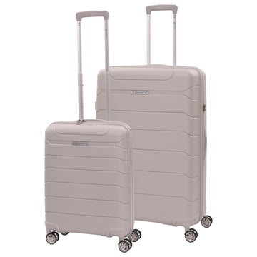 Aerolite Premium PP 2-Piece Luggage Set, Lightweight Polypropylene Hard Shell Suitcases with 4 Dual Spinner Wheels & TSA Lock, Expandable Cabin (21”), Large (28”) – Cream